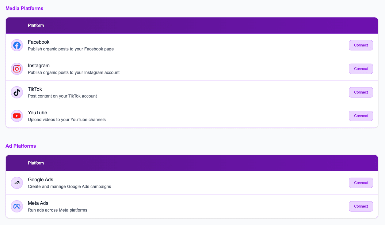 Connect Platform Screenshot